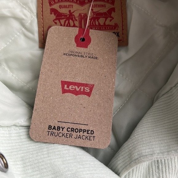 Levi’s Jacket NWT Sherpa Baby Cropped Baggy Trucker meadow mist color size 2X - Picture 15 of 16